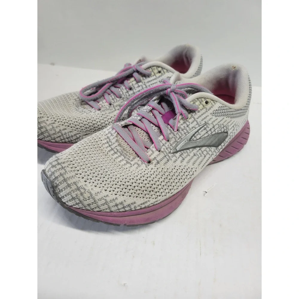 Brooks Revel‎ 2 Womens Running Shoes Grey Pink Knit Mesh Sneakers 1202811B058